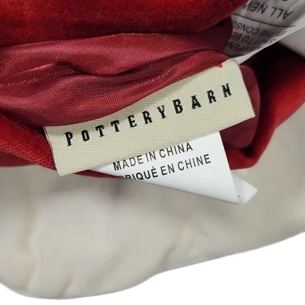 POTTERY BARN Velvet Christmas Stocking Embroidered 